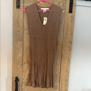 Max Studio Brown Ribbed Midi Dress